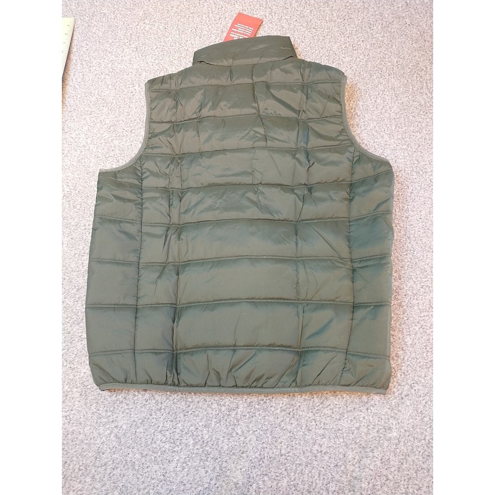 Camel Crown Mens Puffer Vest Medium Olive Green Quilted Full Zip Stand Collar - Picture 11 of 13